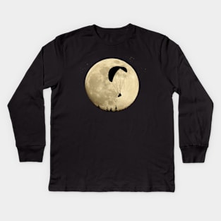 Paragliding moon Paragliding under a full moon Kids Long Sleeve T-Shirt